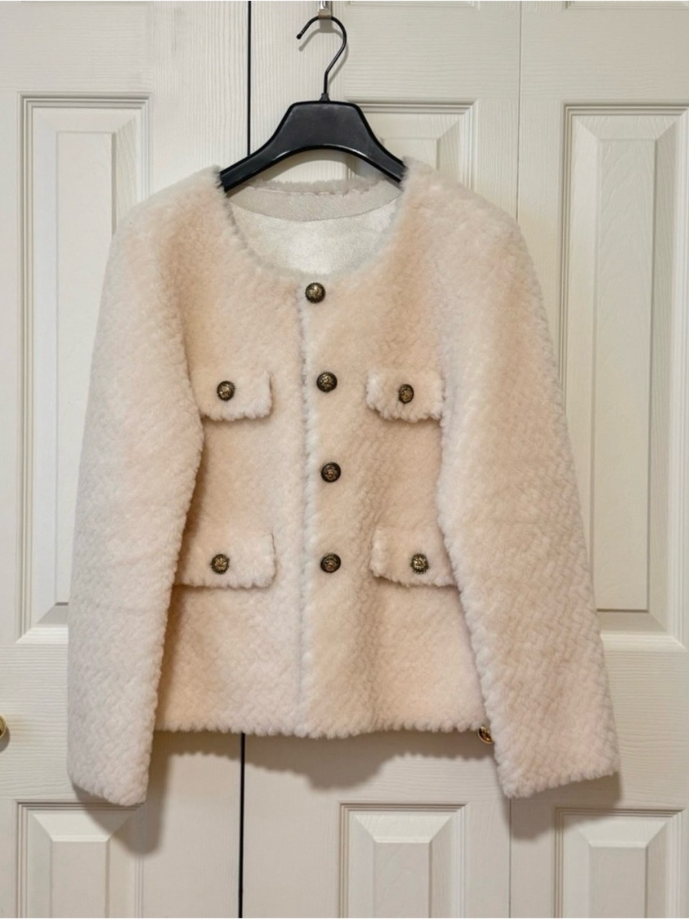 Cream Fuzzy Button-Front
Jacket - Picture 2 of 12